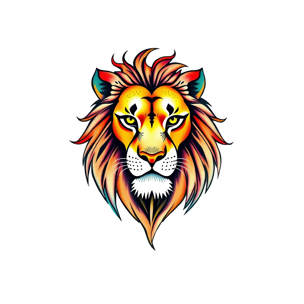 Vibrant Leo tattoo featuring a fierce lion.