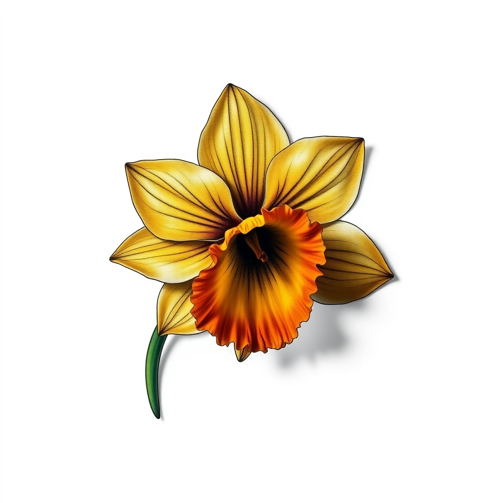 Detailed Daffodil tattoo with vibrant colors