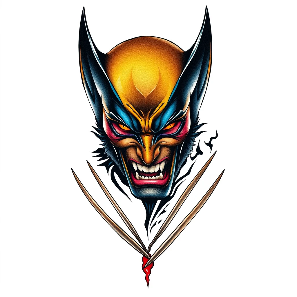 Vibrant Wolverine tattoo with iconic claws