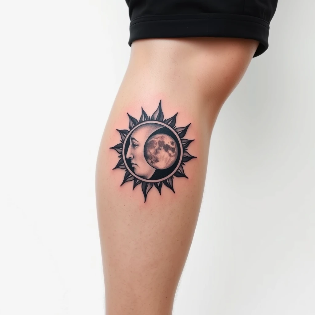 Sun and moon tattoo