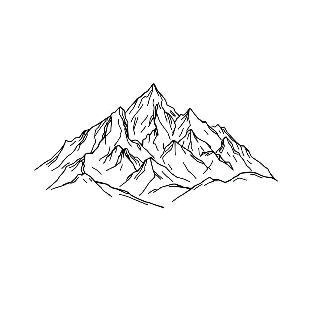 Tattoo of mountain range in linework style