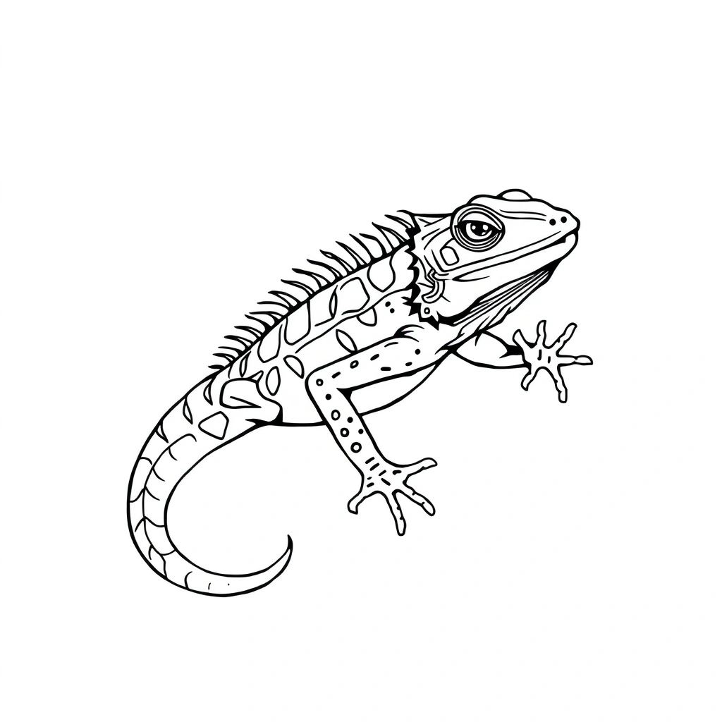 Tattoo design of lizard with bazuka in black and white linework style