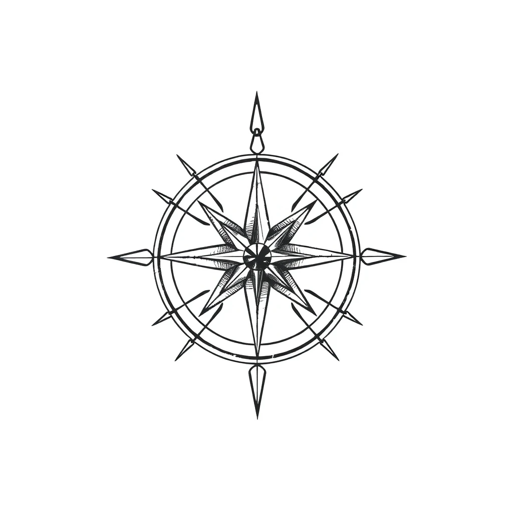 Compass rose tattoo