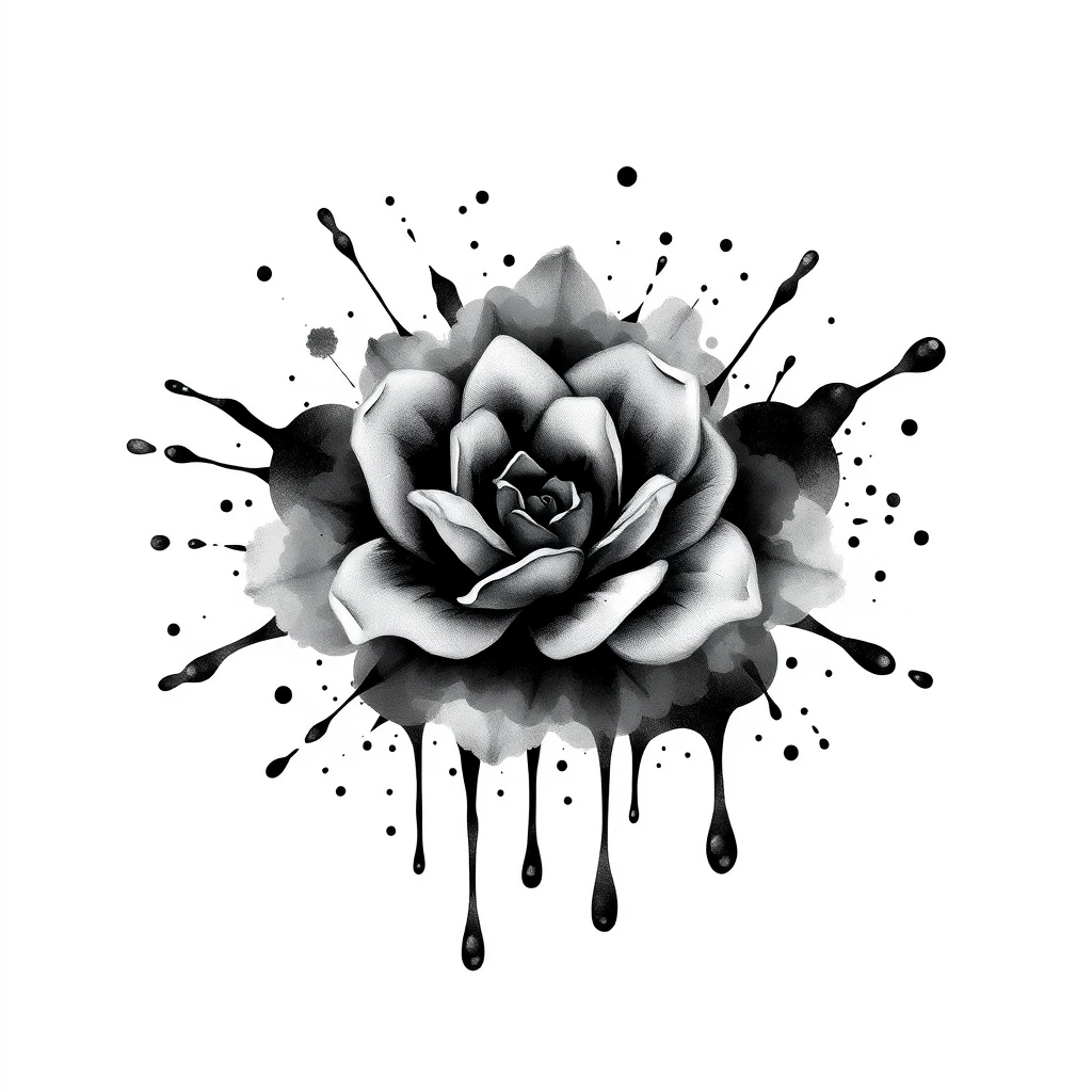 Tattoo design of Watercolor splashes in black and white