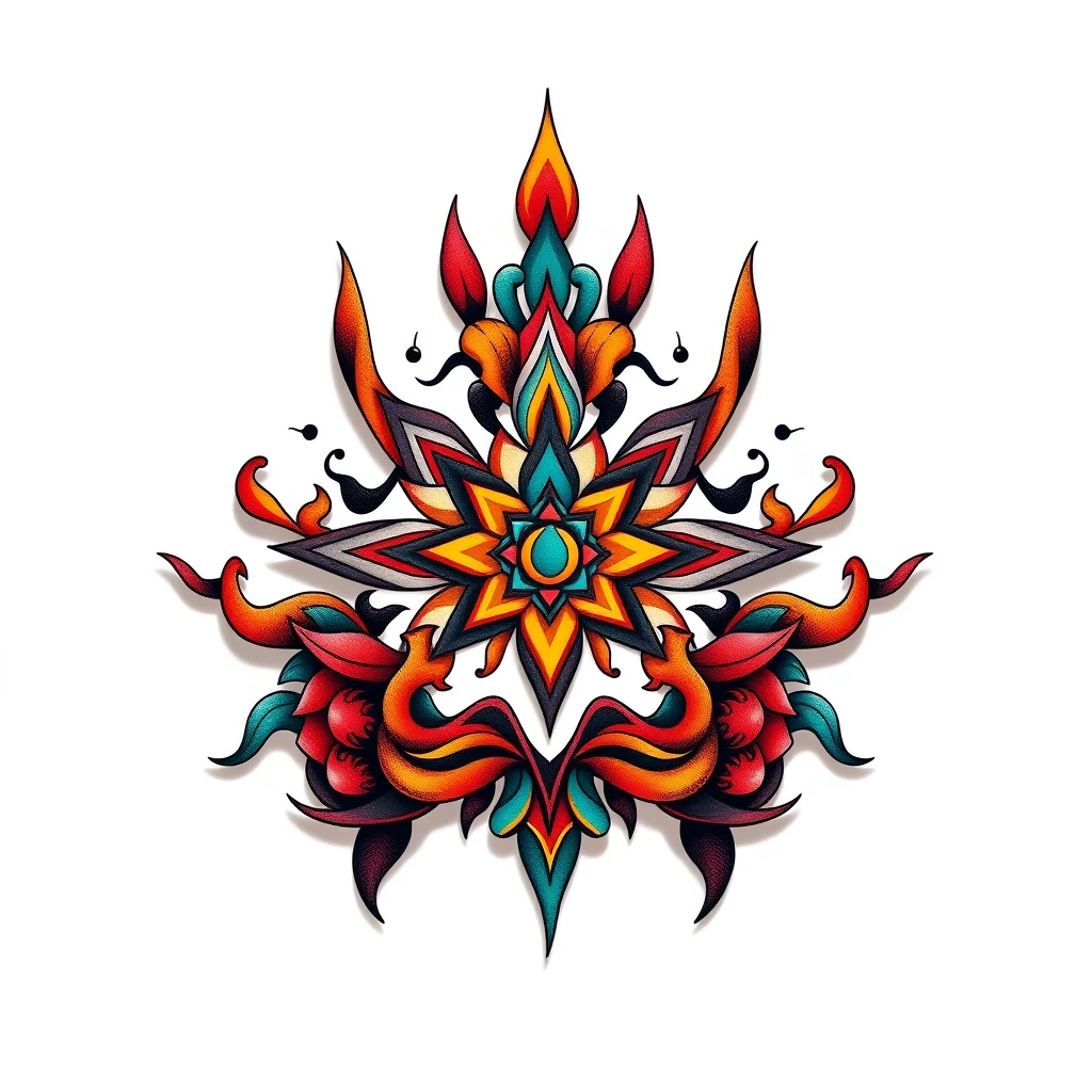 Colorful Karma tattoo with intricate design