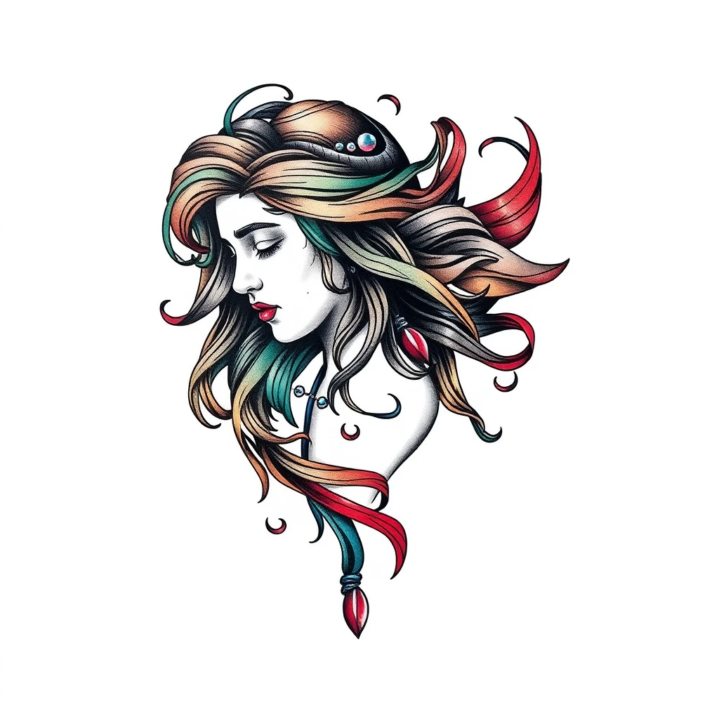 Elegant Eurydice tattoo with vibrant colors