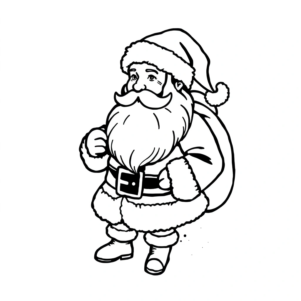 Tattoo of Santa in minimalist black and white