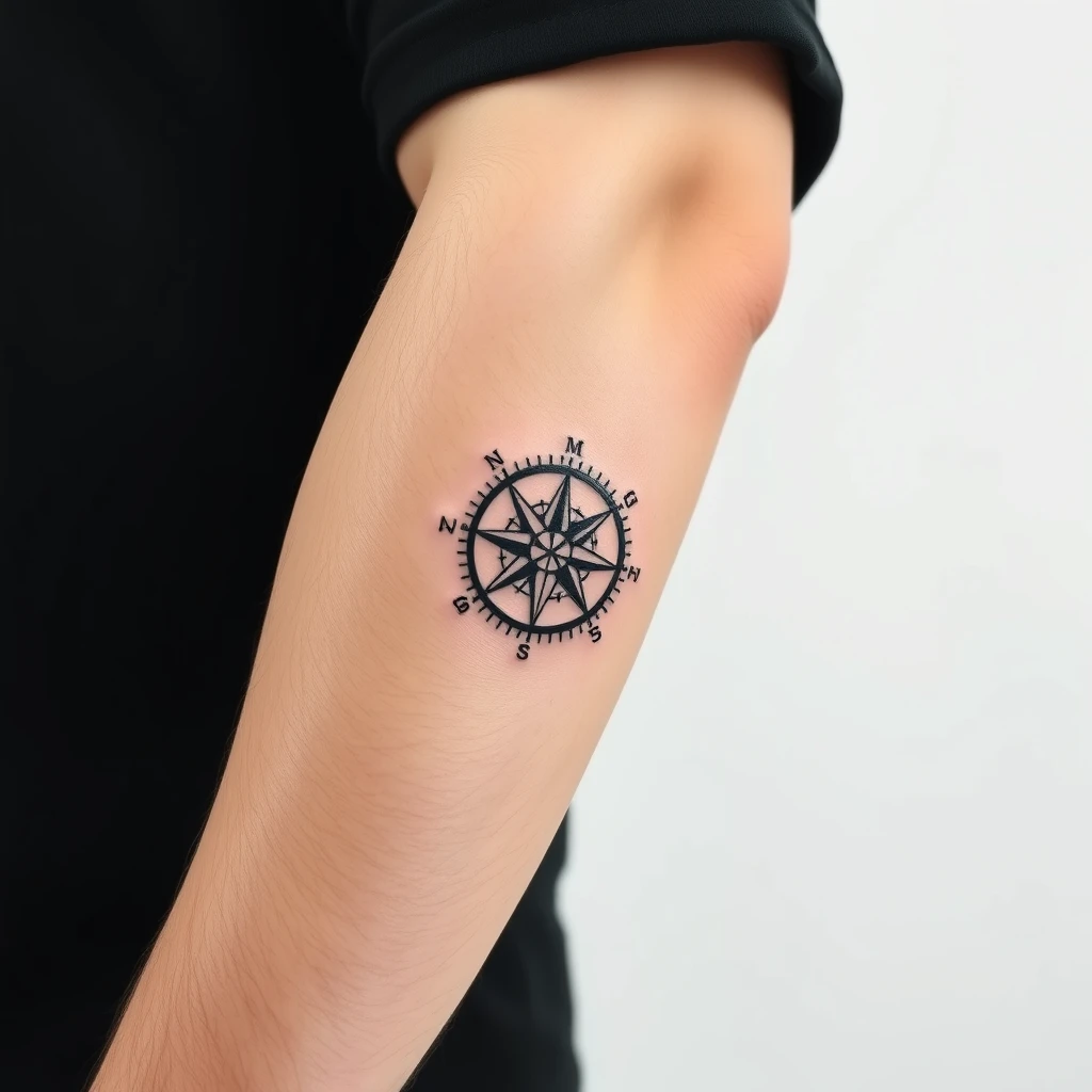 Compass with coordinates tattoo