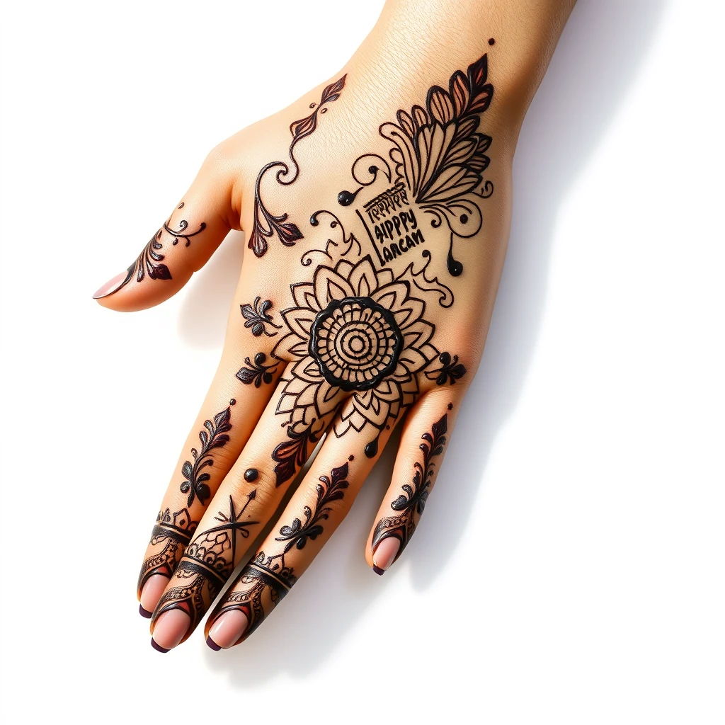 Intricate Henna tattoo design on a hand