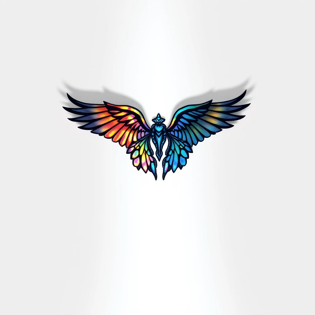 Iridescence tattoo of colorful wings design