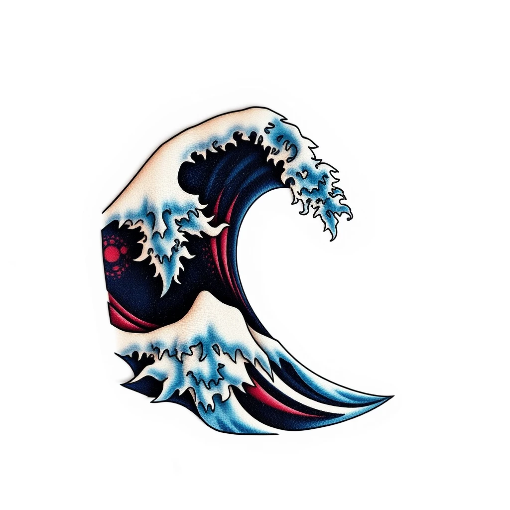 Colorful wave tattoo design with intricate details