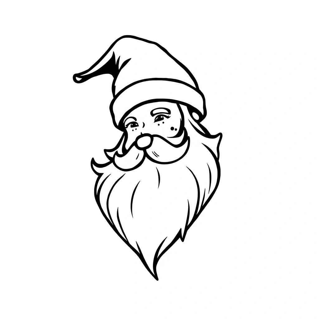 Tattoo of Santa in minimalist black and white