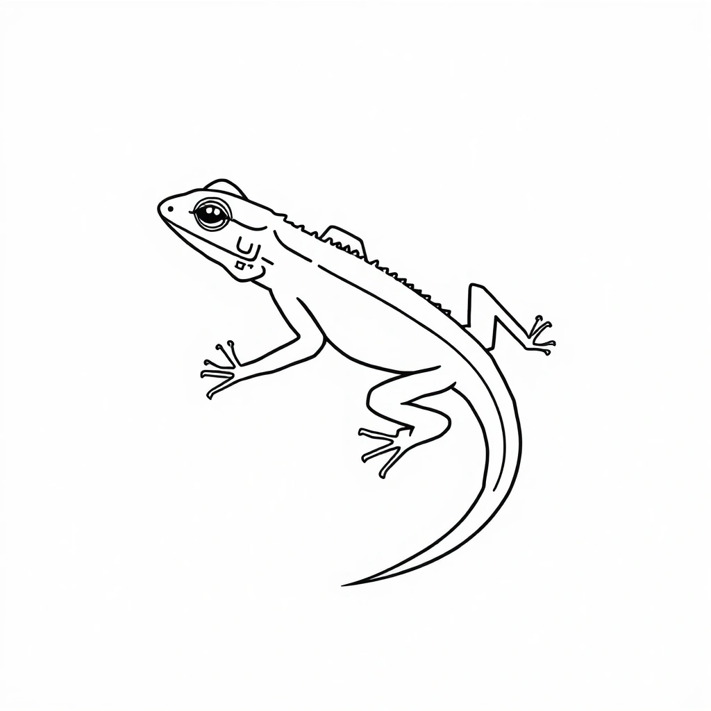 Tattoo of lizard in minimalist style, black and white