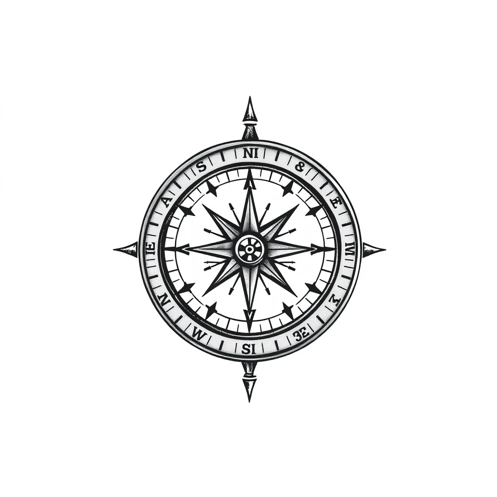 Compass with coordinates tattoo