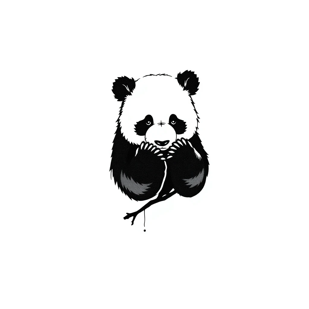 Tattoo of bored panda in minimalist style