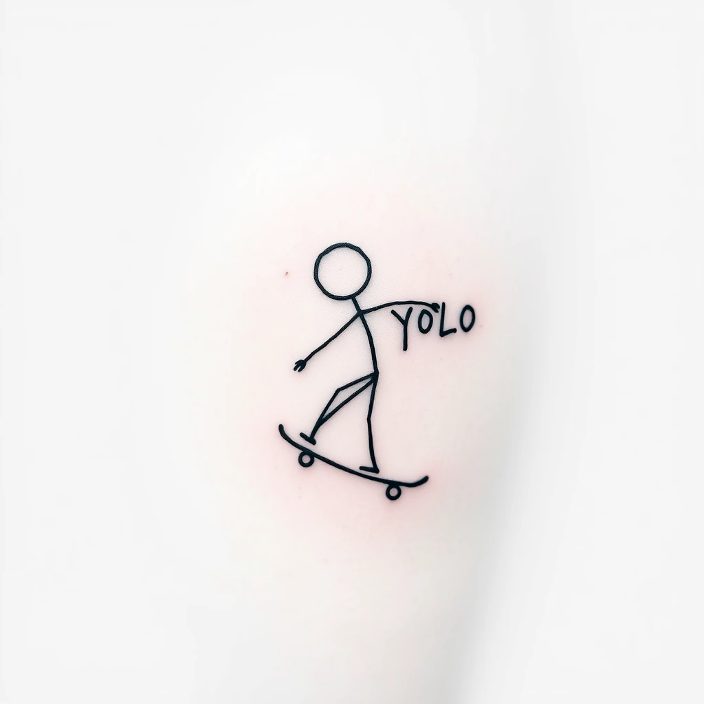 Ignorant Style tattoo of stick figure skating