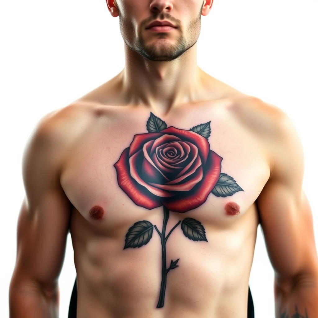 Flower tattoo on chest