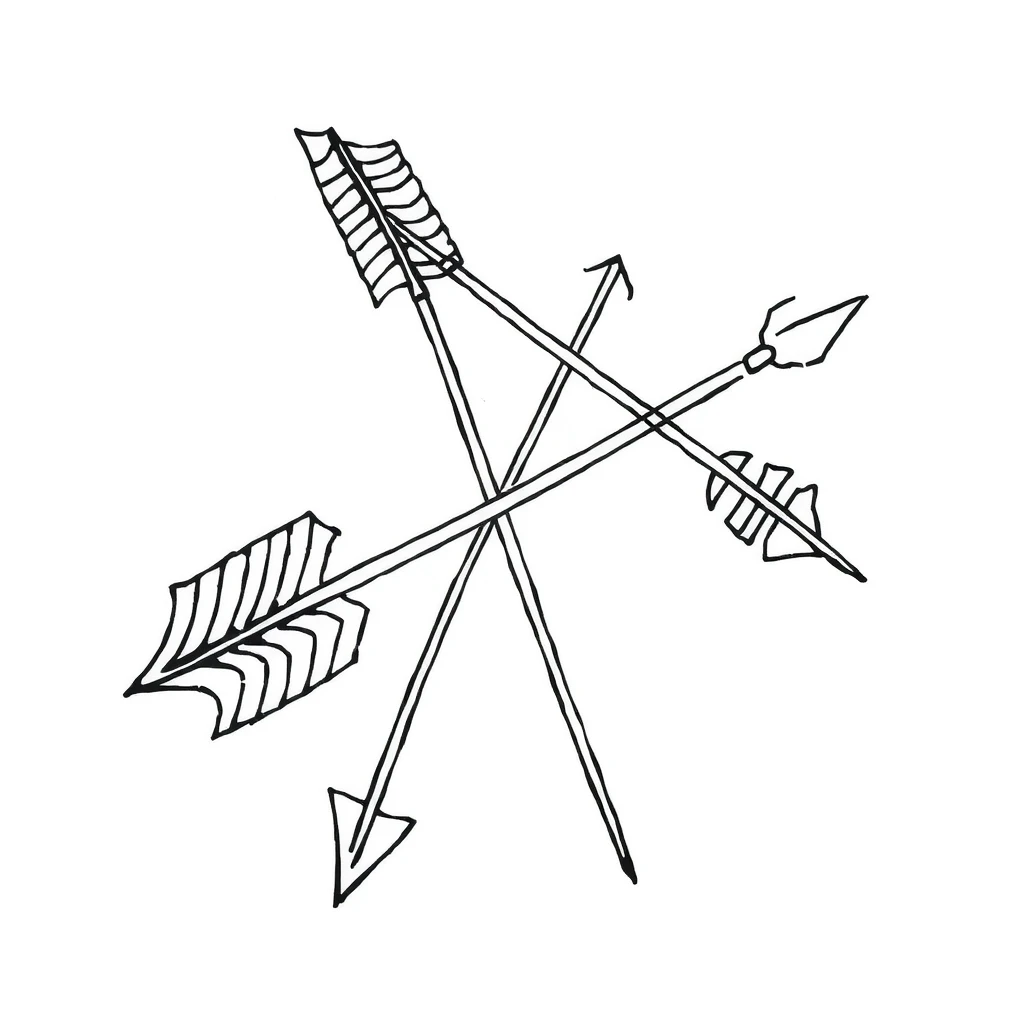 Tattoo Arrows in black and white linework style