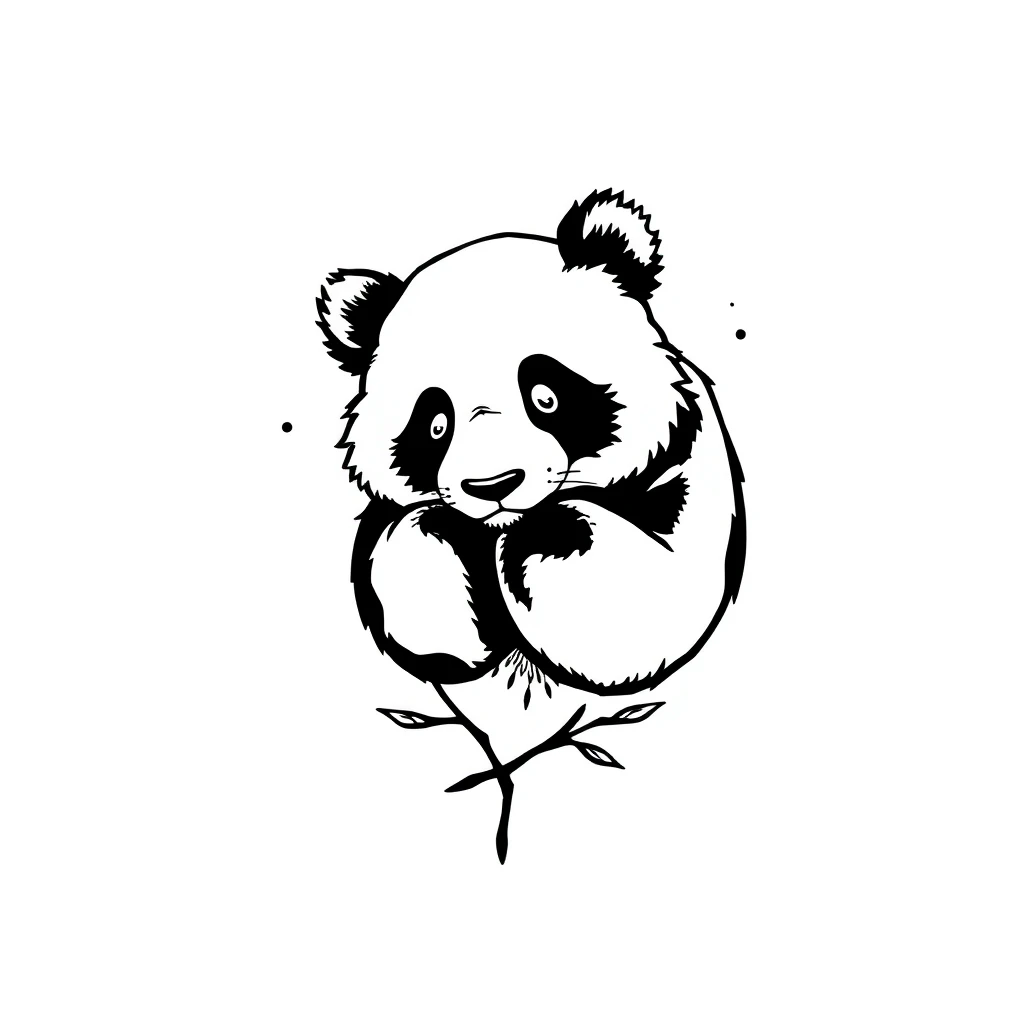 Tattoo of bored panda in minimalist style