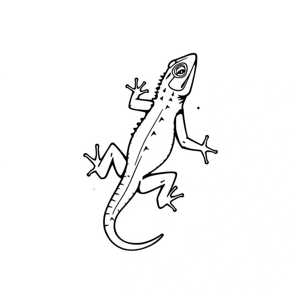 Tattoo of lizard in minimalist style, black and white