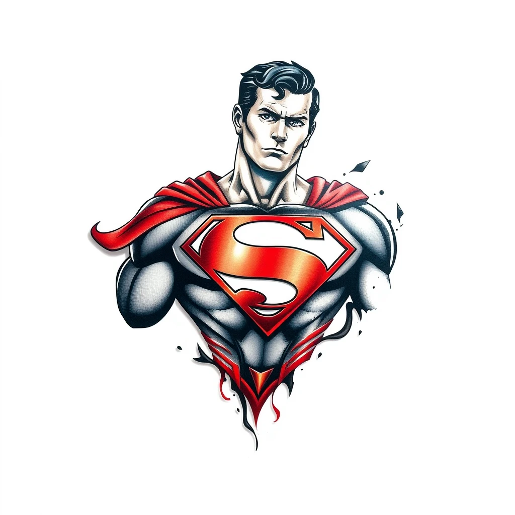 Vibrant Superman tattoo with iconic logo design