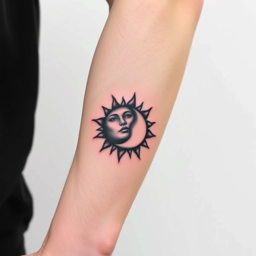 Sun and moon tattoo