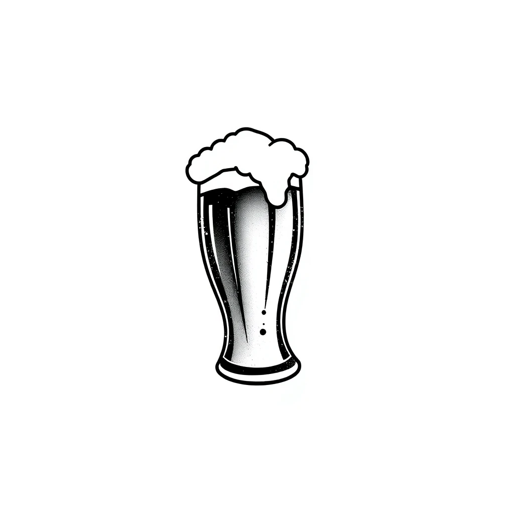 Tattoo of beer in minimalist black and white