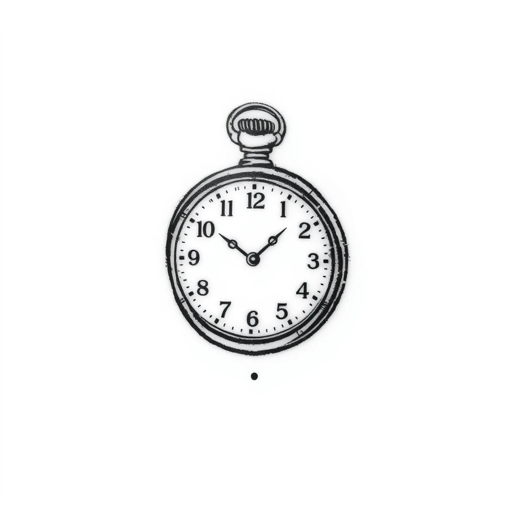 Minimalist black and white small clock tattoo