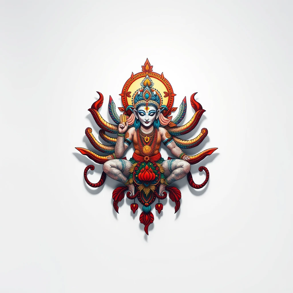 Moksha tattoo featuring a vibrant deity design