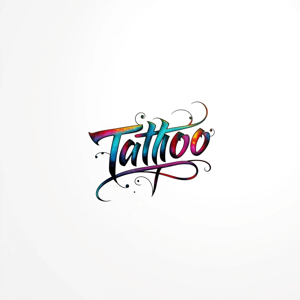 Colorful calligraphy tattoo showcasing vibrant lettering