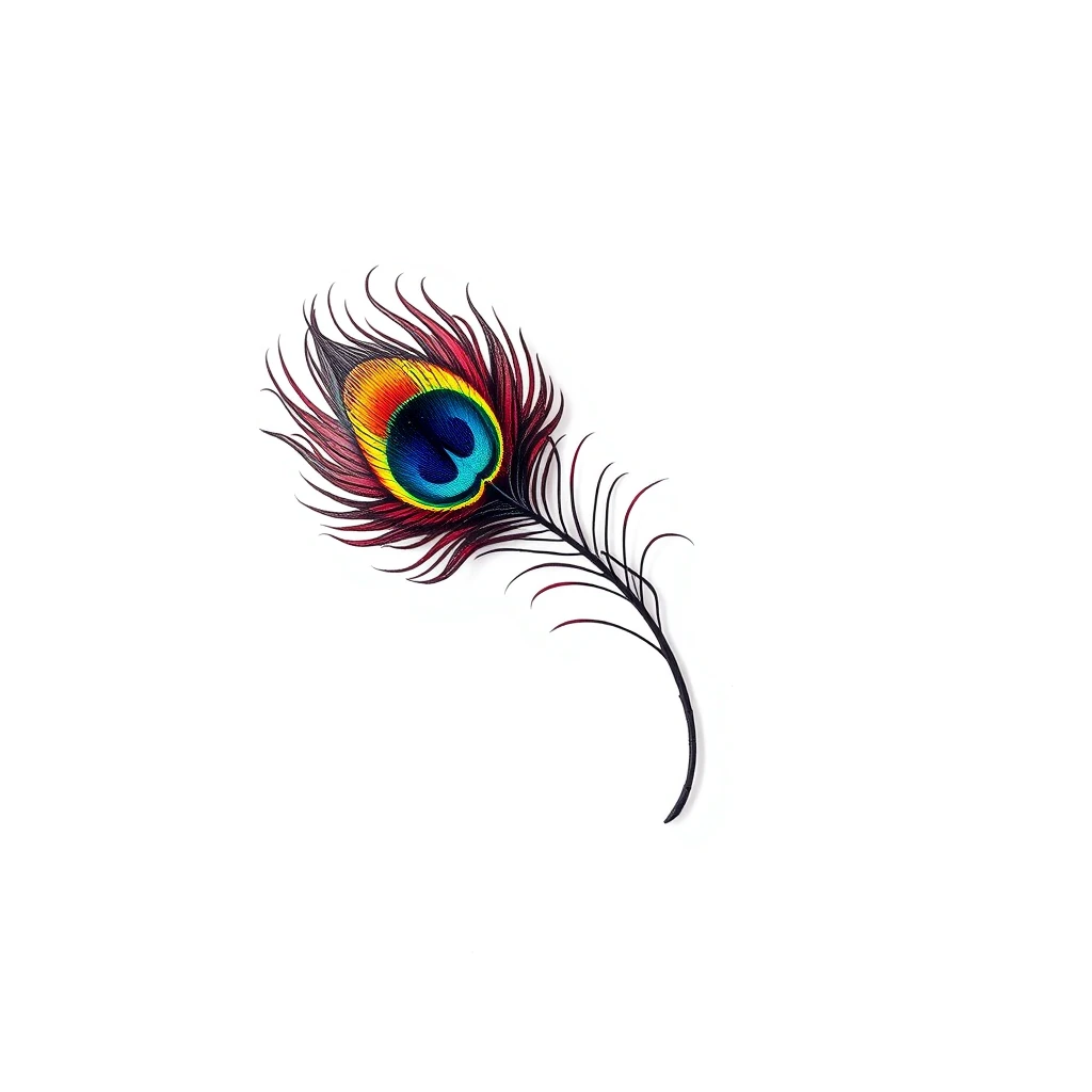 Colorful peacock feather tattoo design