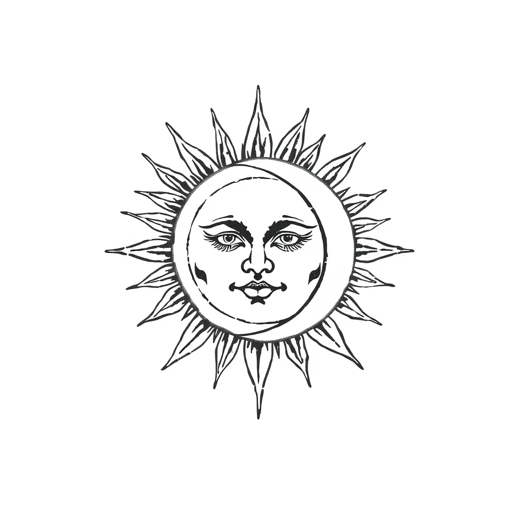 Sun and moon tattoo