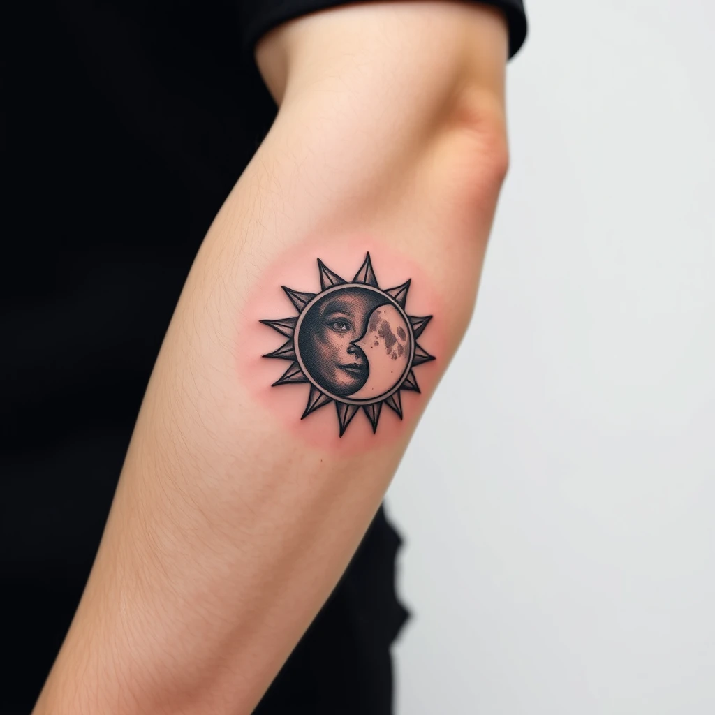 Sun and moon tattoo