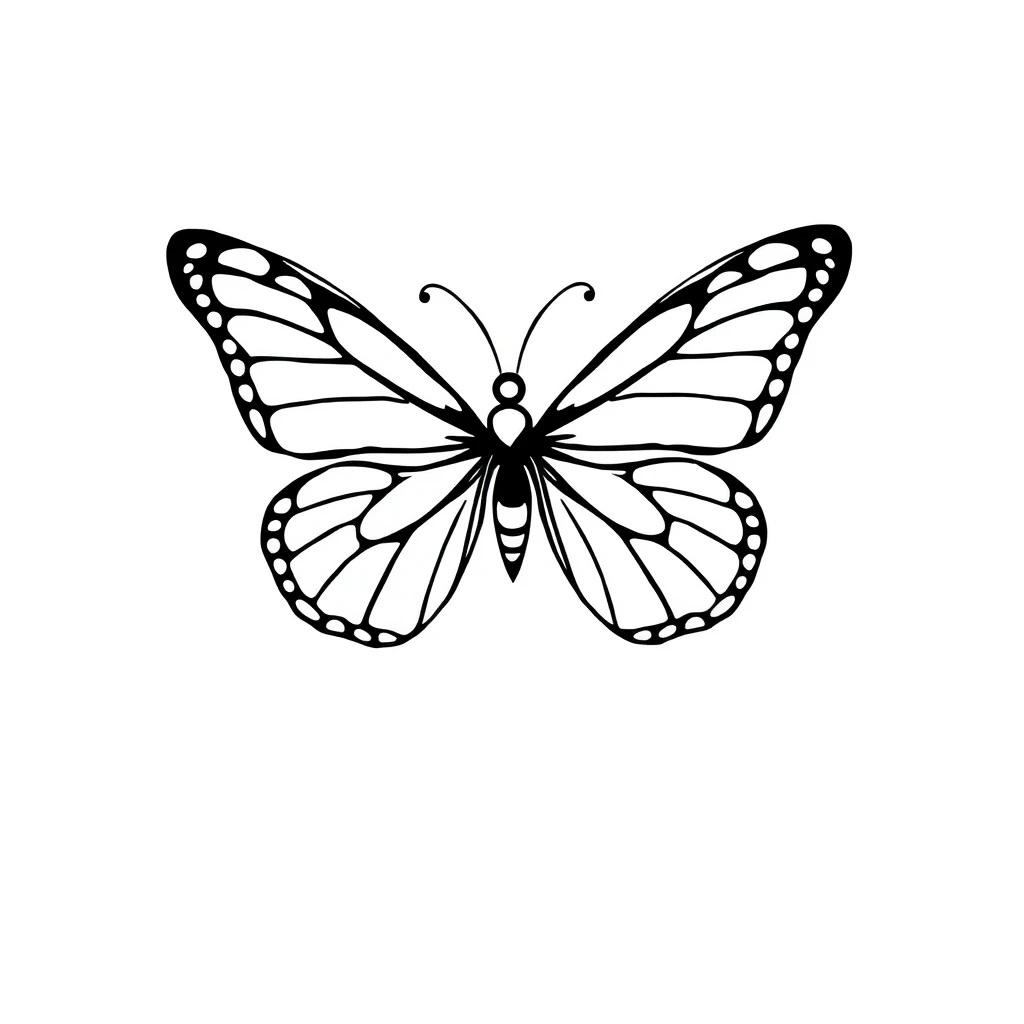 Tattoo of happy butterfly in Minimalist style