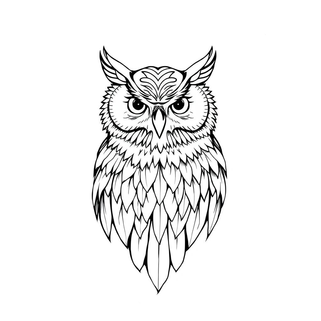 Tattoo of Owl in black and white linework