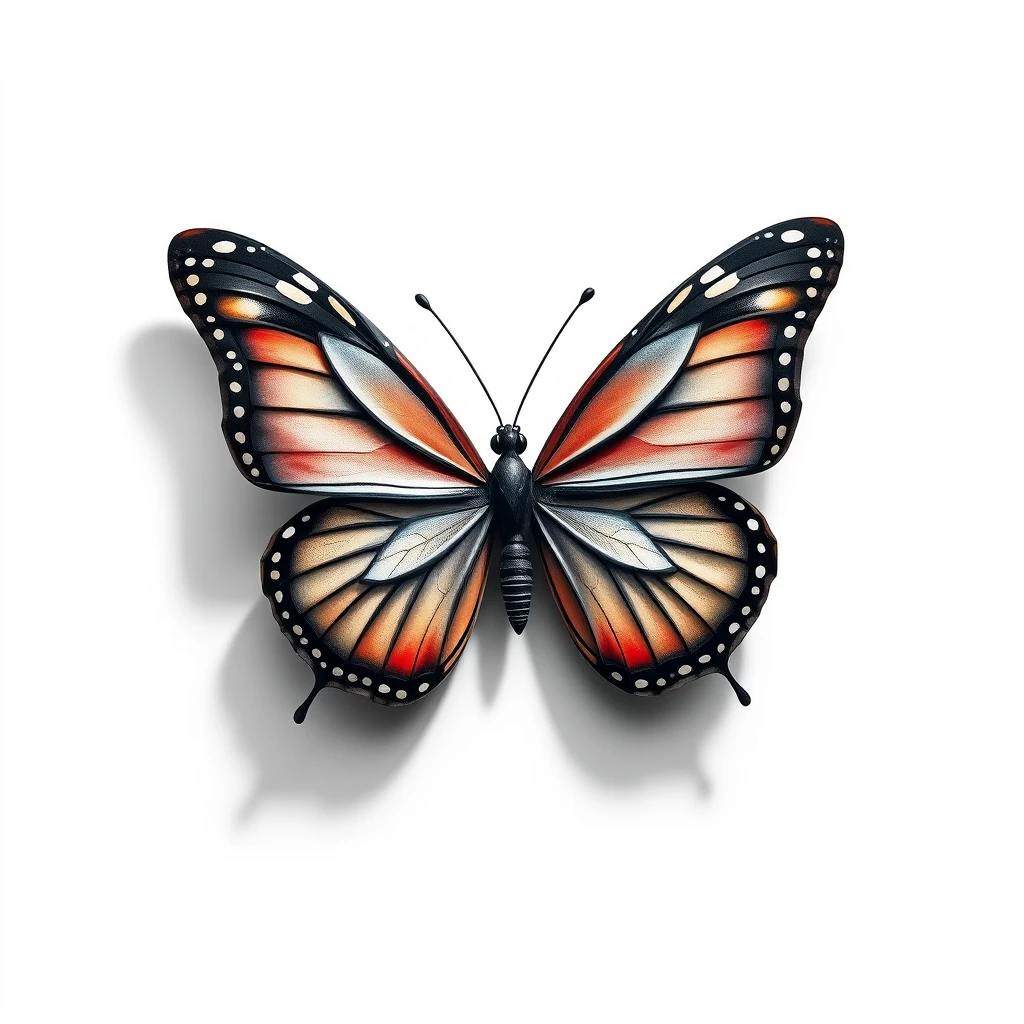 3D style butterfly tattoo with vibrant colors