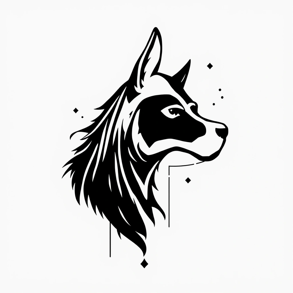 Tattoo design of Clyde in Minimalist style, black and white.