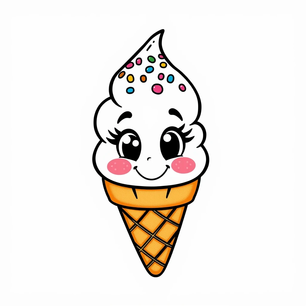 Cartoon style tattoo of a smiling ice cream