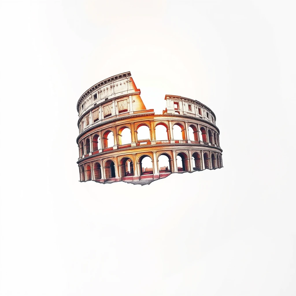 Colosseum tattoo showcasing intricate architectural details