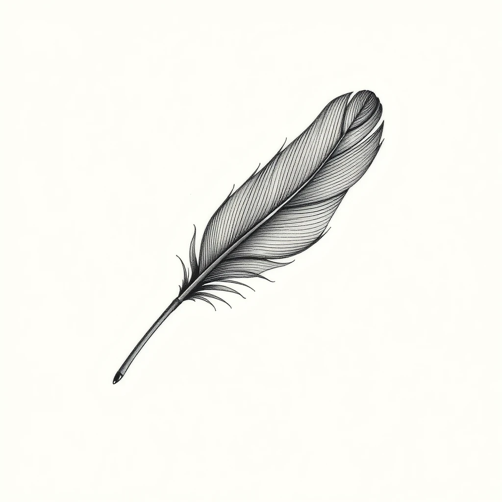 Single Needle tattoo of a delicate feather