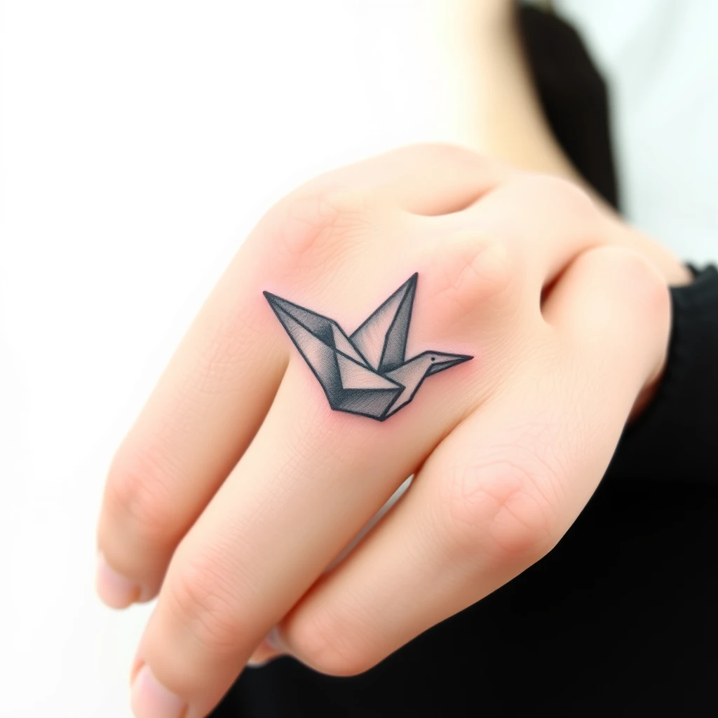 Origami crane tattoo