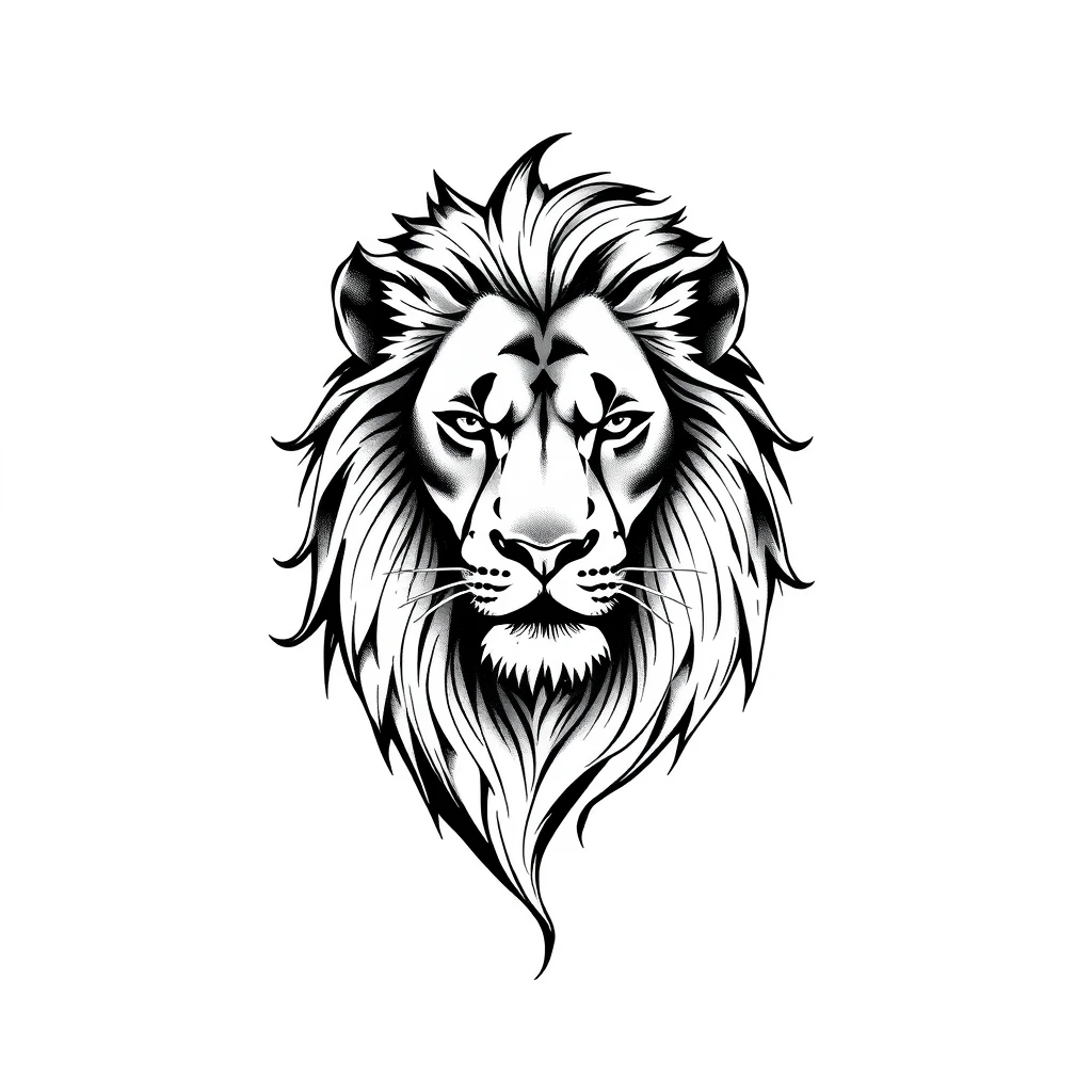 Tattoo of Lion in Black and Grey style