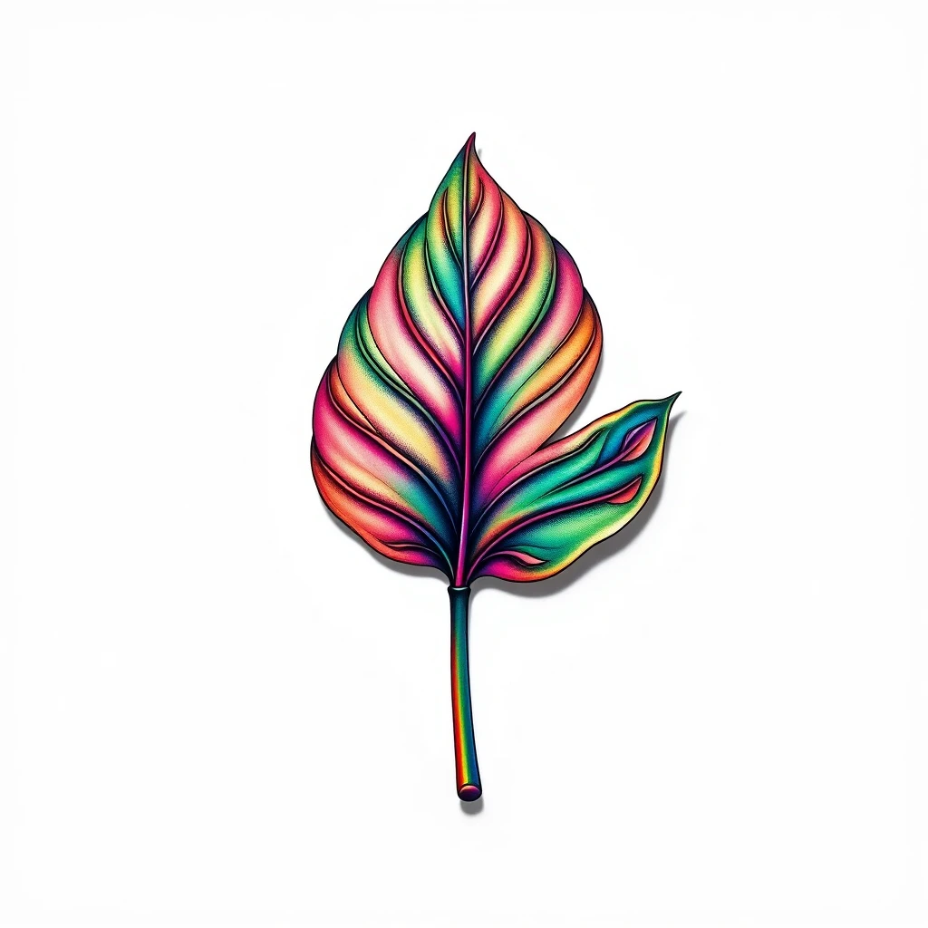 Colorful Monstera leaf tattoo design