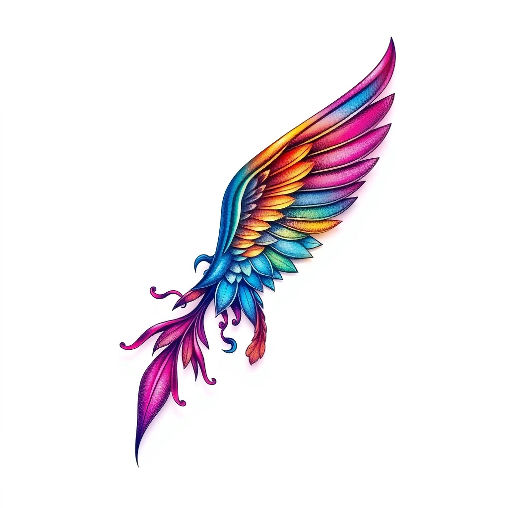 Ethereal tattoo featuring colorful wing design