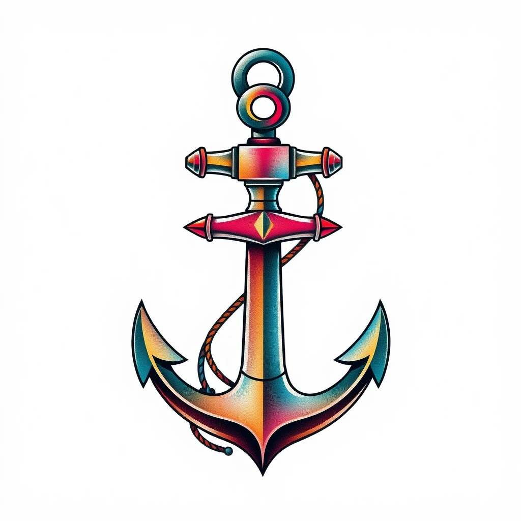 Colorful Anchor tattoo design in Realistic style