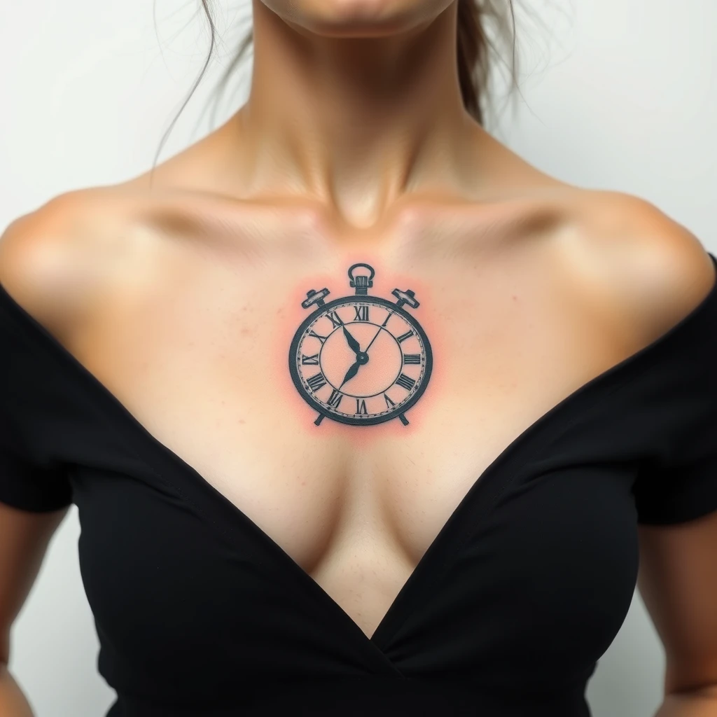 Broken clock tattoo