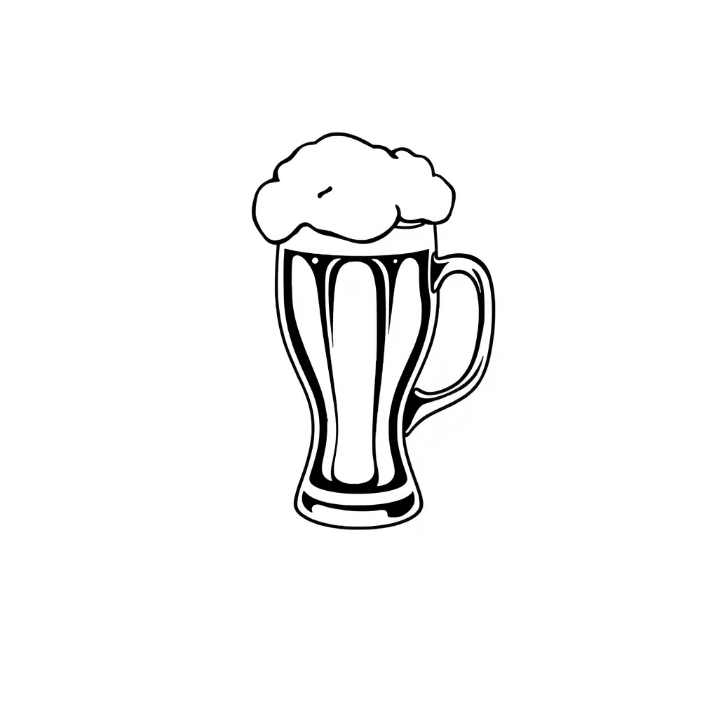 Tattoo of beer in black and white minimalist style