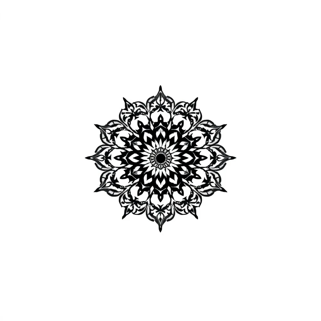 Mandala tattoo in realistic black and white