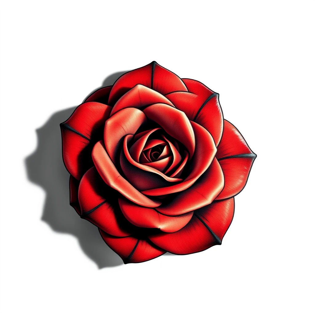 Vibrant red rose tattoo with detailed petals