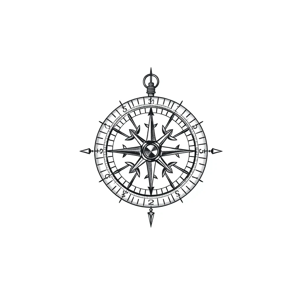 Compass with coordinates tattoo